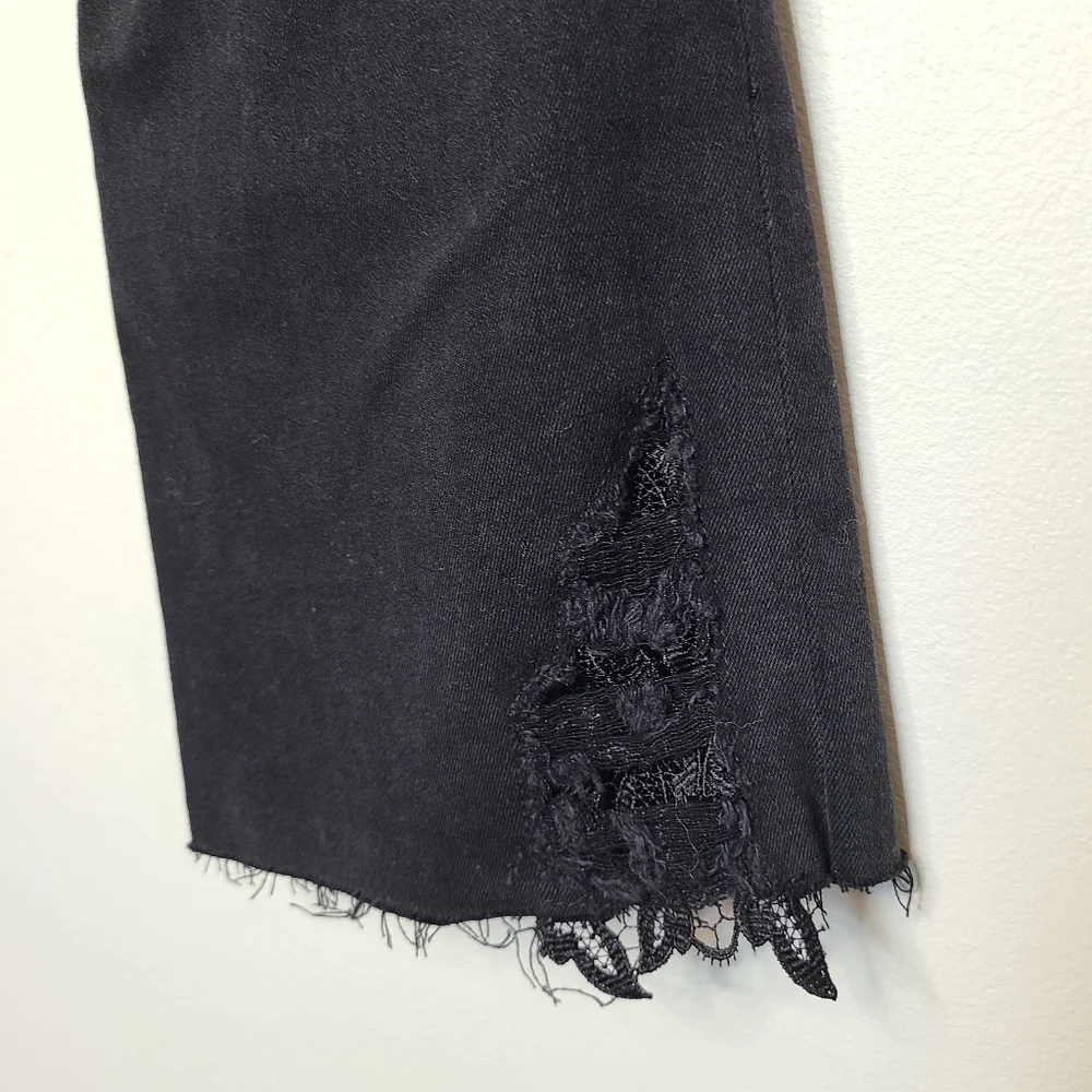 J Brand Belena Hendrix Reign Black Denim Jeans Lace Inset Demi Bootcut 28 - Picture 4 of 7
